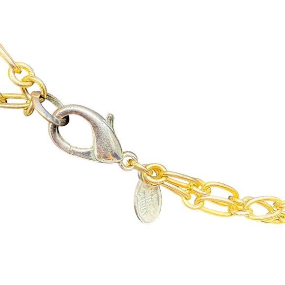 Vintage Black Gold Faceted Beads Double-Strand Chain Necklace Gold Tone - Picture 6 of 7